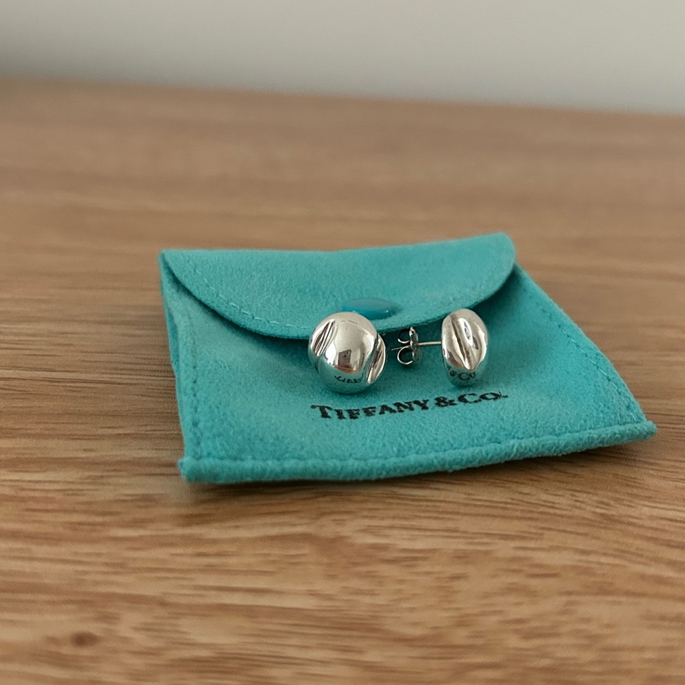 Tiffany & Co. Coffee Bean Nugget Silver Earring Studs